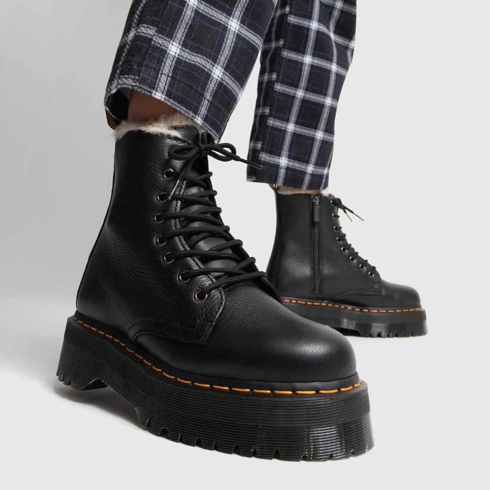 DR. MARTENS Jadon Leather Faux Fur Lined Platform Boots US Size 8M - 9L